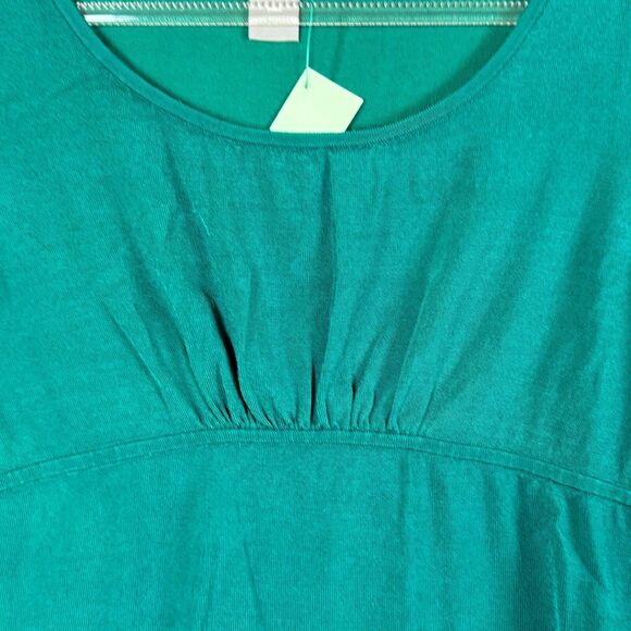 Ann Taylor Knit Blouse Jewel Tone Womens M Scoopneck Normcore Teal Babydoll S/S - Picture 2 of 9